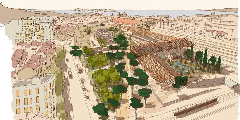 Vue d'artiste du projet Halles Saint Charles.