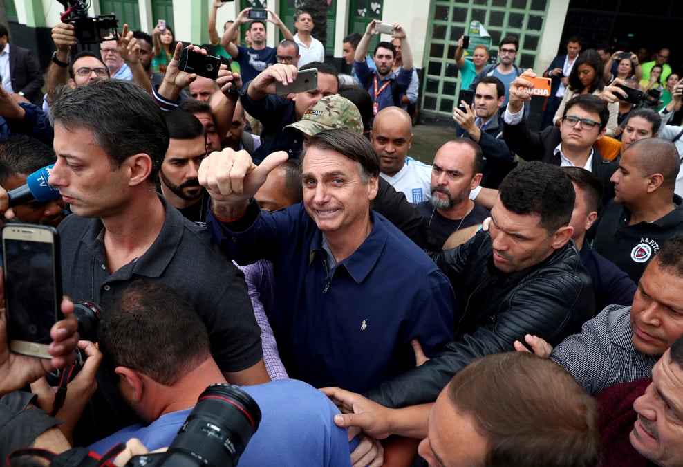Bresil: jair bolsonaro tres largement en tete du premier tour de la presidentielle