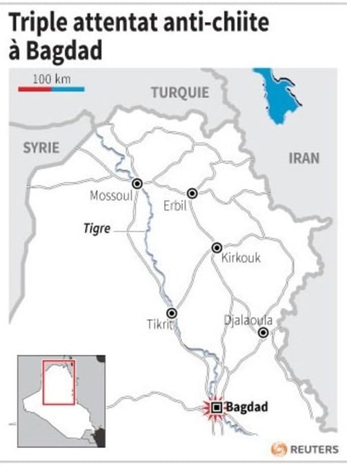 Trois attentats font 24 morts à Bagdad