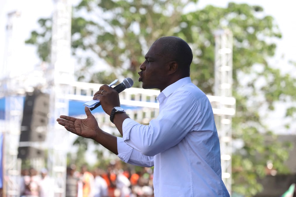 Photo d'archives: le chef de l'opposition congolaise martin fayulu s'adresse a ses partisans lors d'un rassemblement a kinshasa