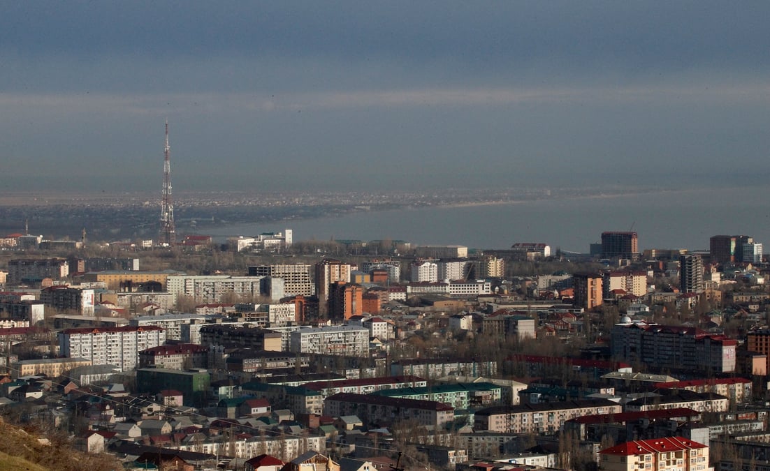 Vue aerienne de la capitale du daghestan, makhachkala