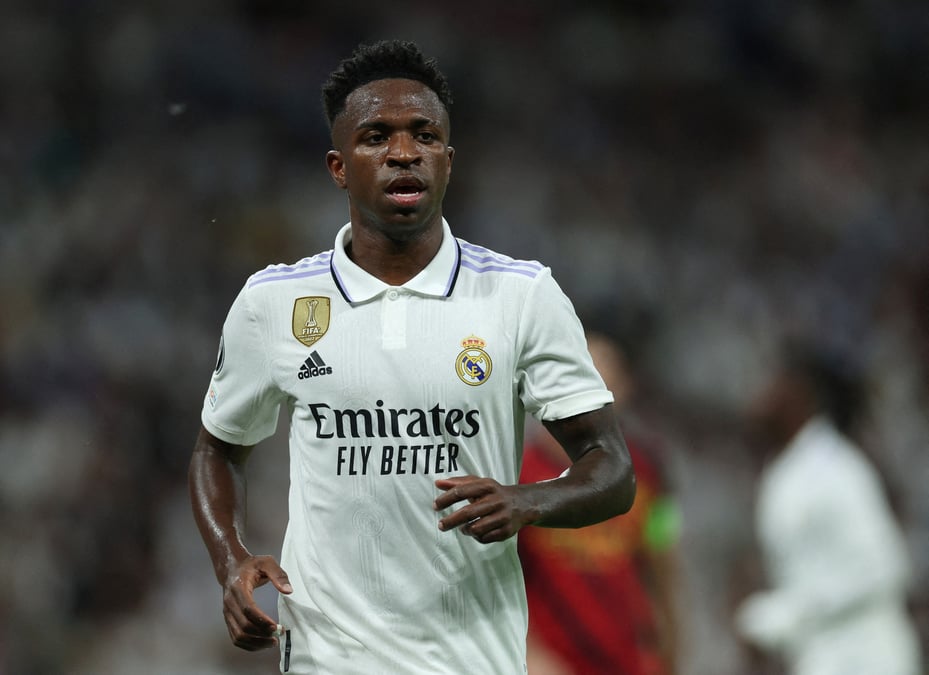 Le joueur de football bresilien vinicius jr au stade santiago bernabeu a madrid
