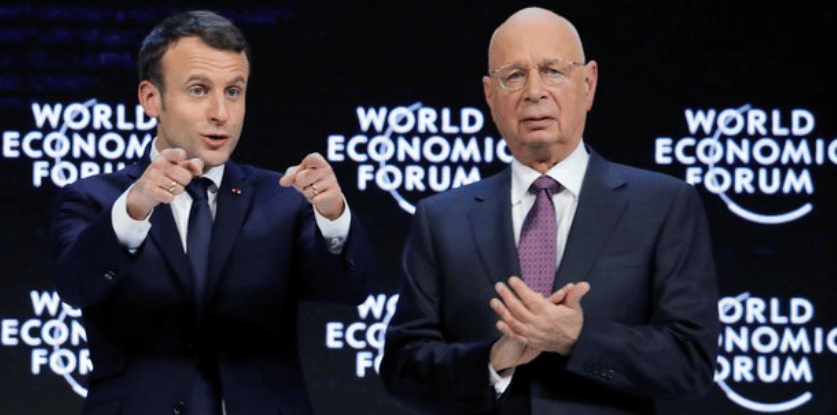 Emmanuel Macron à Davos en janvier 2018 avec le fondateur du WEF, Klaus Schwab