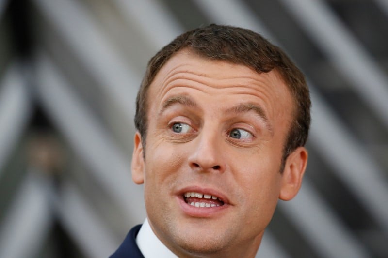 French president emmanuel macron arrives at the eu summit in brussels