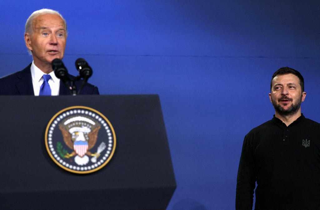 Le president ukrainien volodimir zelensky et le president americain joe biden