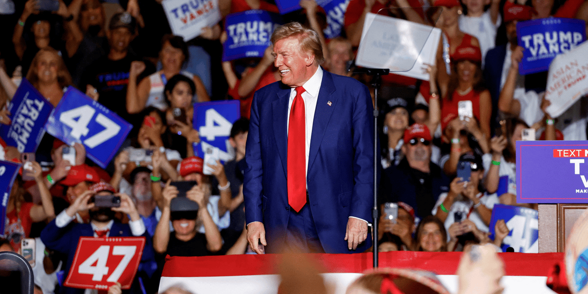 Le candidat republicain a l'election presidentielle et ancien president des etats-unis donald trump lors d'un rassemblement a las vegas