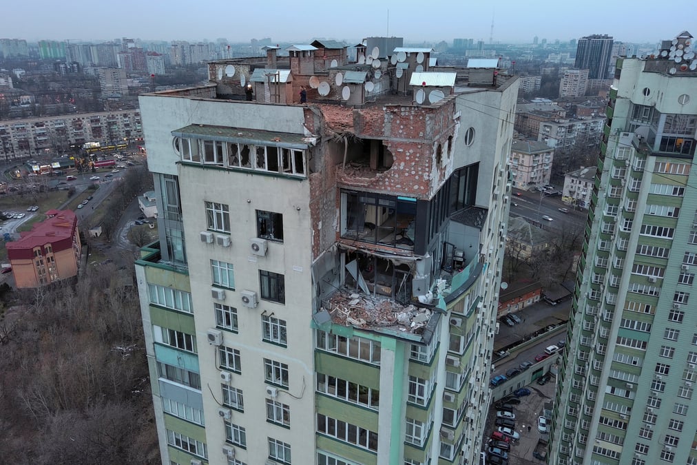 Consequences d'une attaque de drone russe a kiev