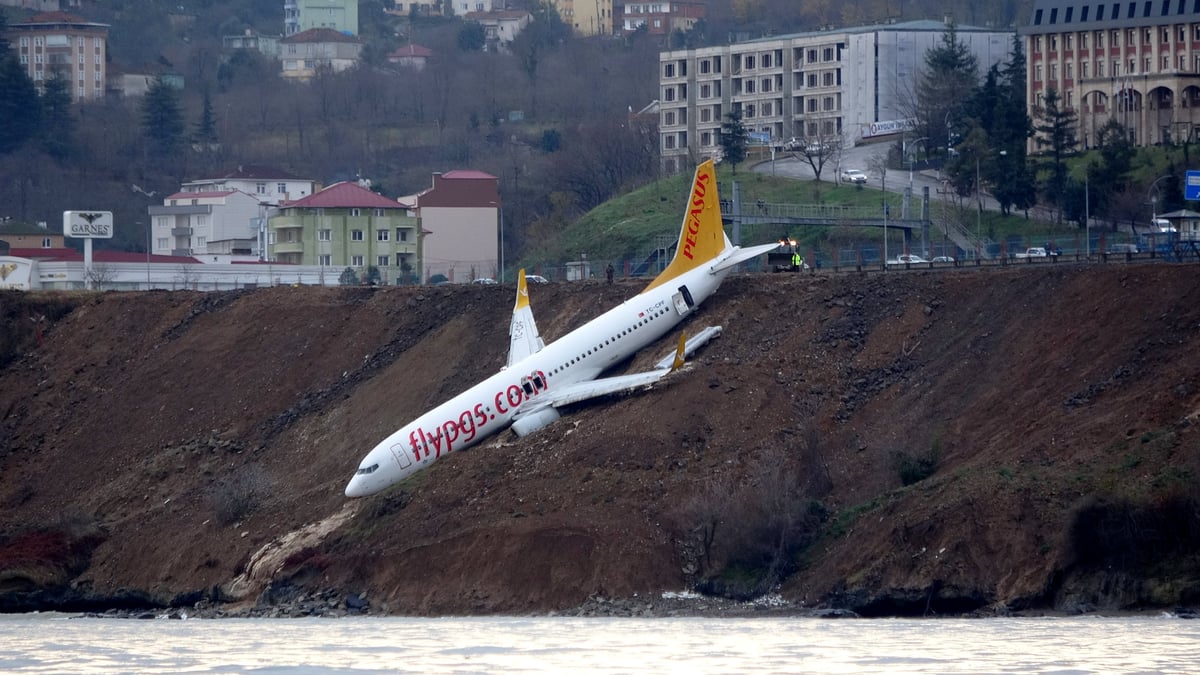Un avion turc rate son atterrissage au bord de la mer noire