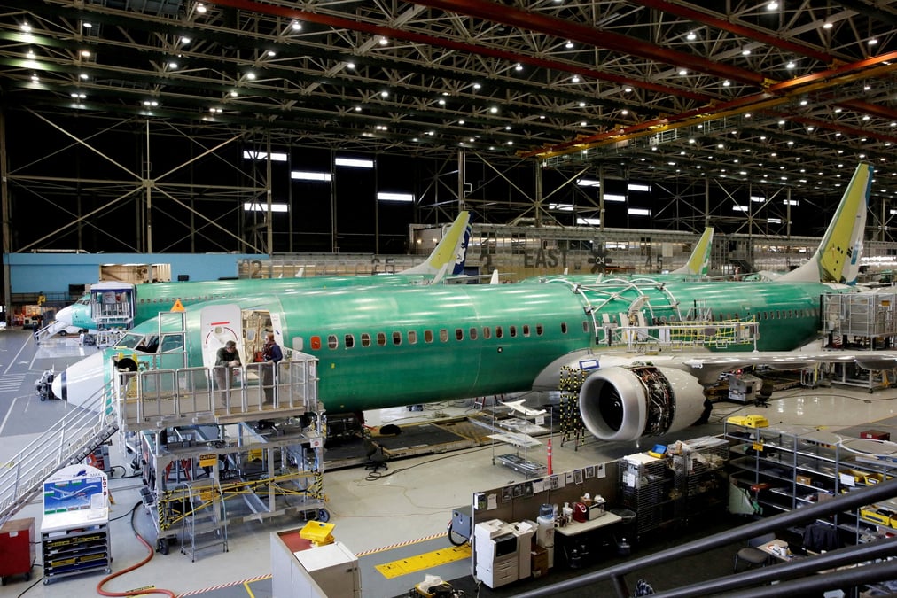Le 737 max-9 de boeing en construction sur le site de production de la societe a renton