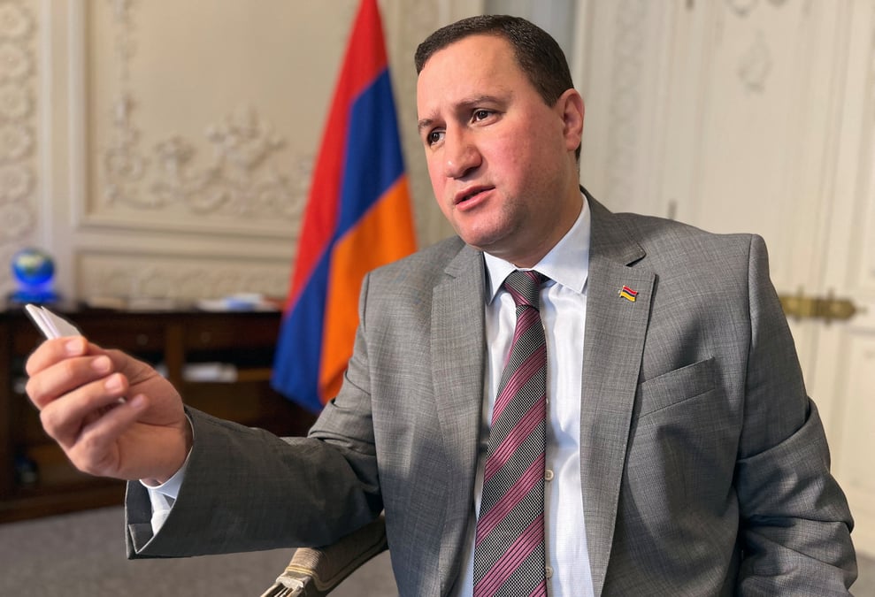 Tigran balayan, l'envoye armenien aupres de l'union europeenne; lors d'une interview avec reuters a bruxelles