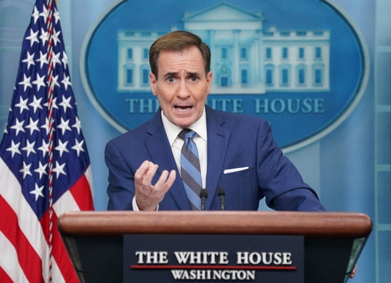 John kirby lors d'un point de presse a la maison blanche a washington