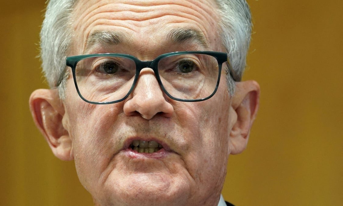 Jerome powell, president de la reserve federale, s'exprime lors de la conference annuelle de recherche du fmi a washington
