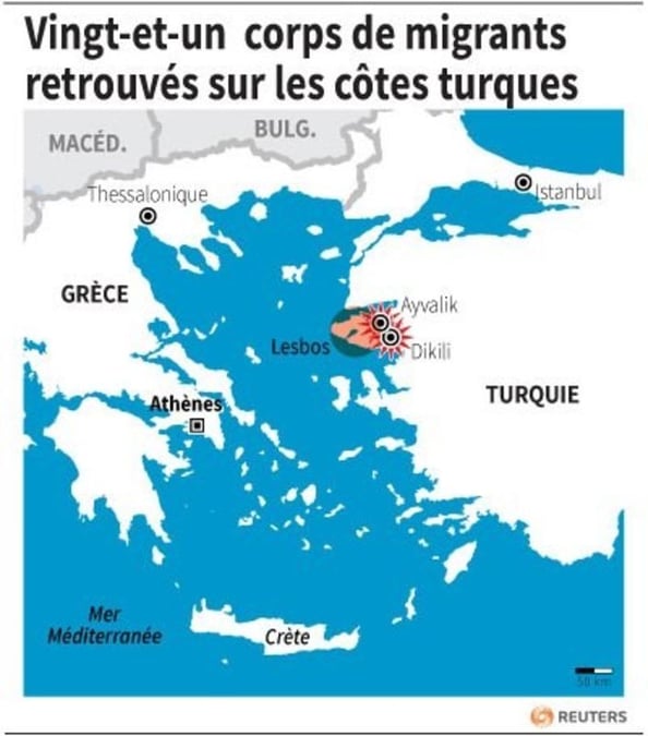 Vingt-et-un corps de migrants retrouves sur les cotes turques