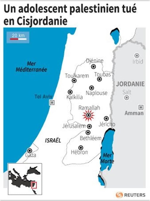 Un Palestinien de 15 ans tué en Cisjordanie