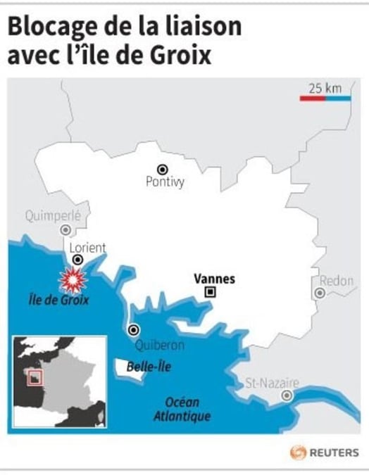 Des manifestants bloquent la liaison avec l'Ile de Groix