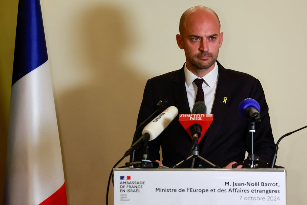 Le ministre francais des affaires etrangeres, jean-noel barrot, en visite a jerusalem
