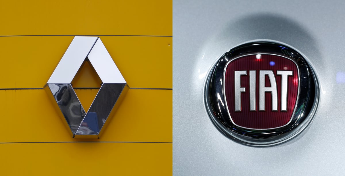 Renault-FCA, fusion, logos composite,