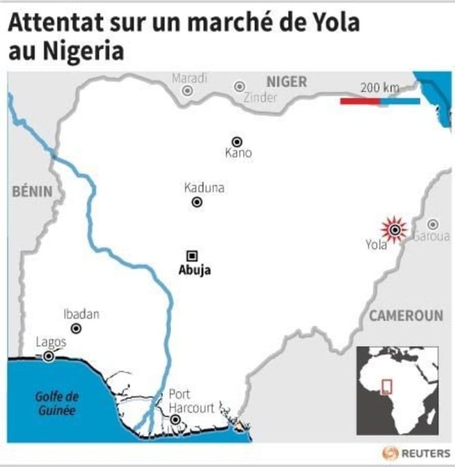 Attentat sur un marche de yola au nigeria