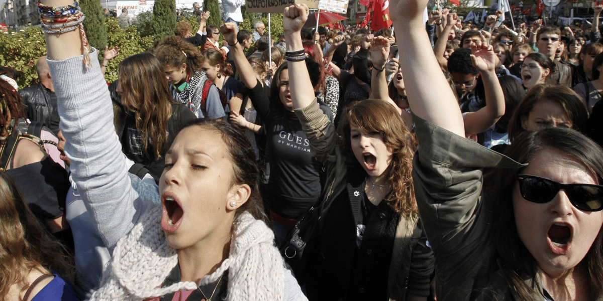 Manifestants lycéens contre la réforme des retraites, le 12 ocotbre 2010