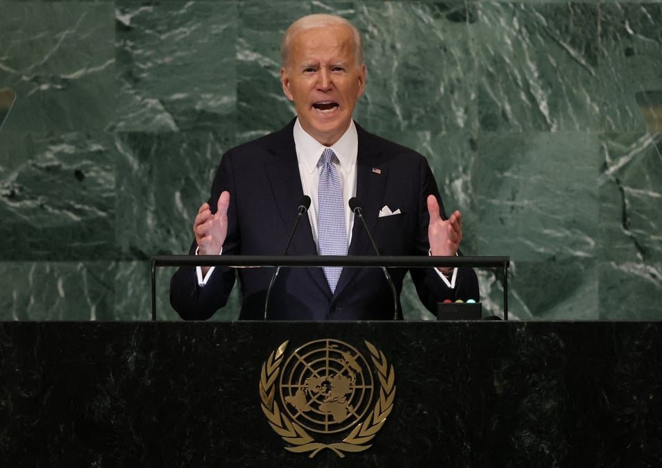 Le president americain joe biden s'adresse a la 77e session de l'assemblee generale des nations unies a new york
