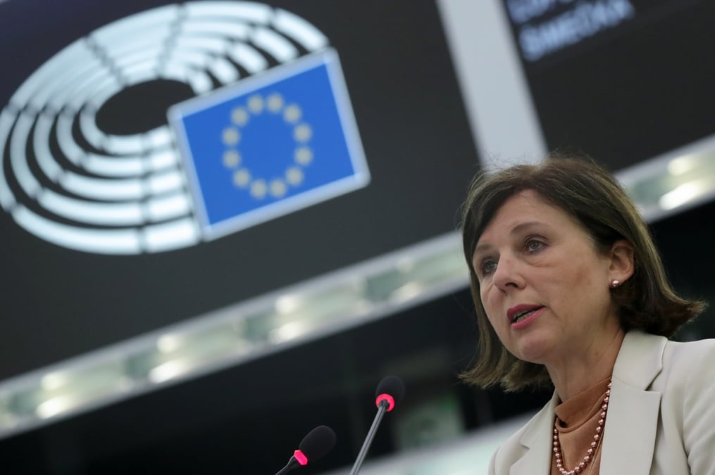 La commissaire europeenne aux valeurs et a la transparence vera jourova a strasbourg, en france