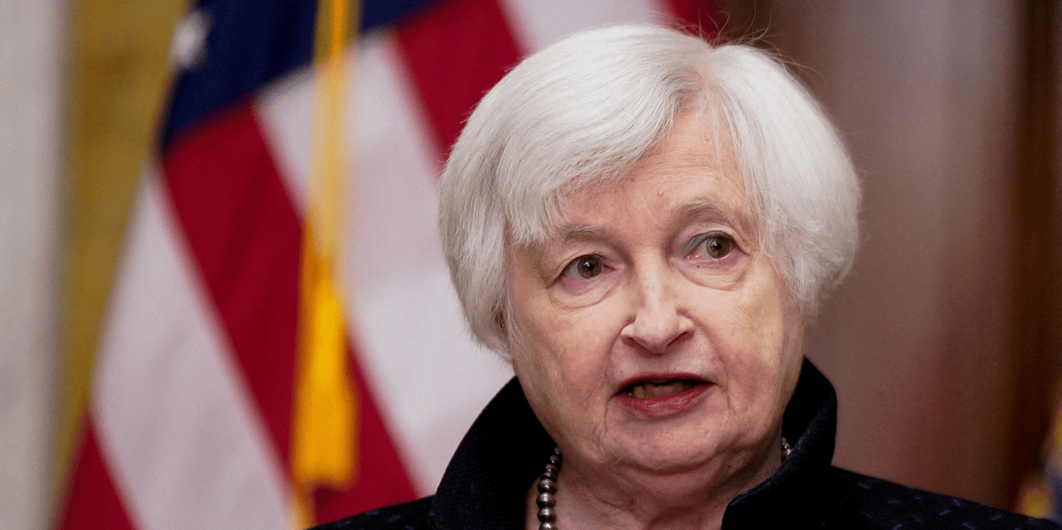 Conference de presse de janet yellen, secretaire d'etat au tresor americain, a washington