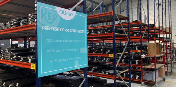 En 2023, le site de reconditionnement Olinn de Lunel (Hérault) a traité un volume de 300.000 matériels (ordinateurs, smartphones, tablettes, écrans, imprimantes).
