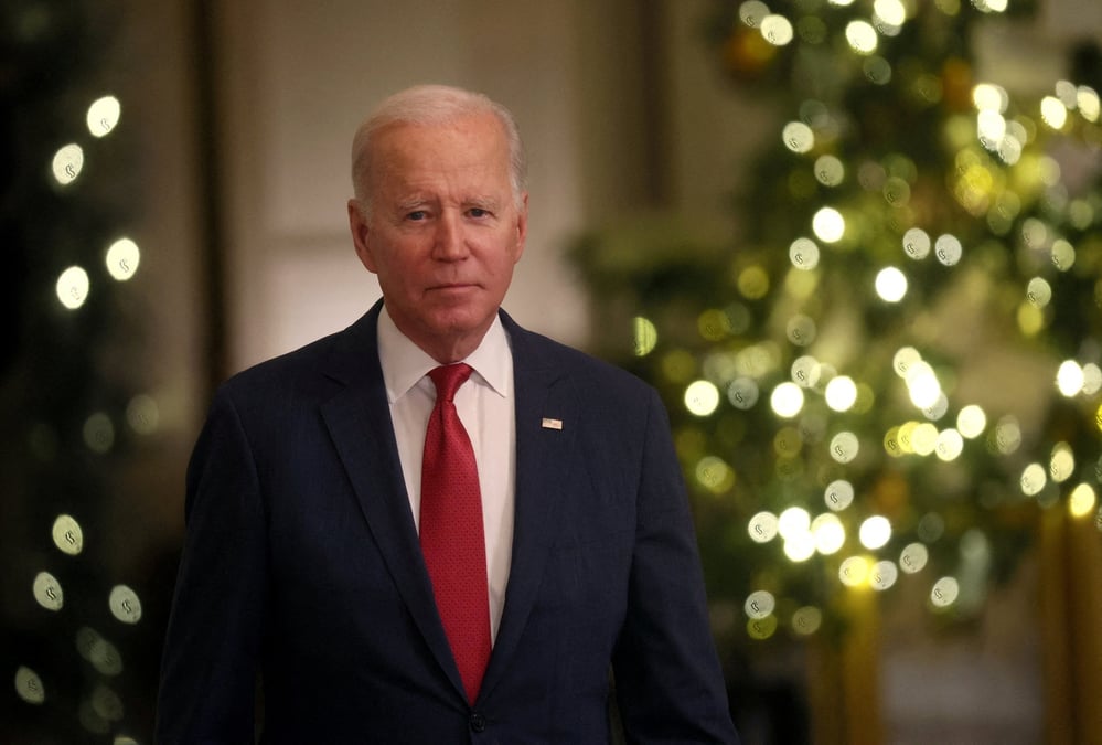 Le president americain joe biden prononce un discours de noel a la maison blanche a washington