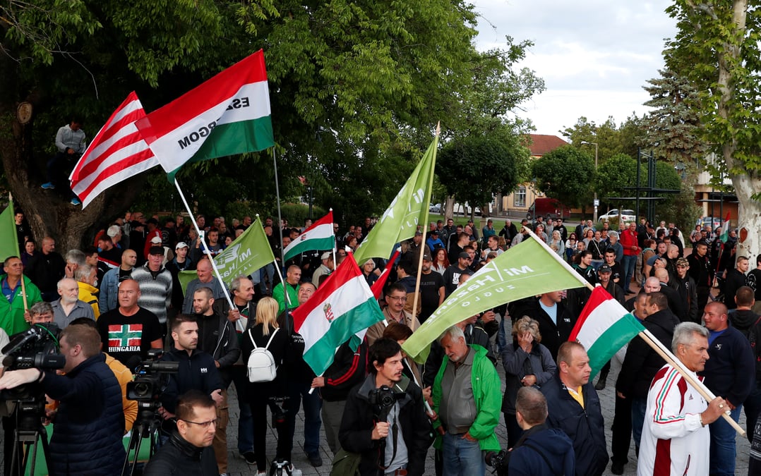 Manifestation de la droite extreme dans l'est de la hongrie