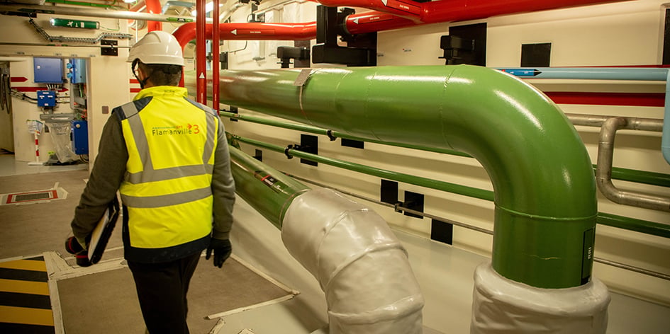 Au cœur de la centrale nucléaire de Flamanville 3.