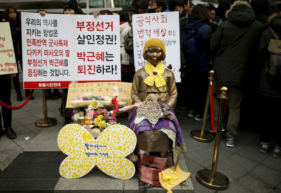 Manifestation a seoul contre l'accord sur les "femmes de reconfort"
