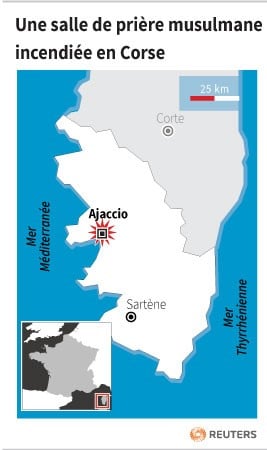Une salle de priere musulmane incendiee en corse