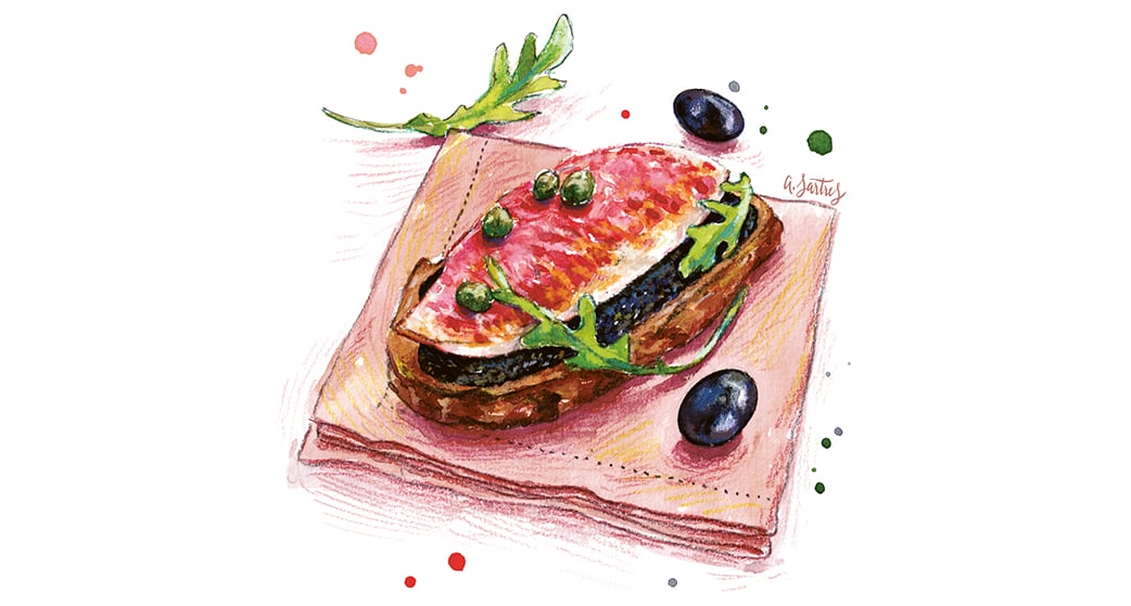 Les bruschettas de rouget d'Éric Manoukian.