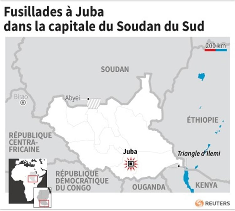 Fusillades entendues dans la capitale du Soudan du Sud