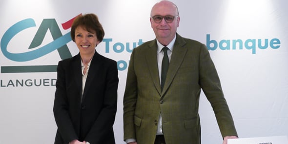 V. Flachaire et J. Boyer, respectivement DG et président du Crédit Agricole du Languedoc