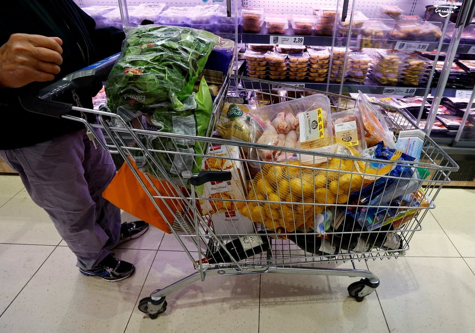 Photo d'archives d'un caddie dans un supermarche a gattieres