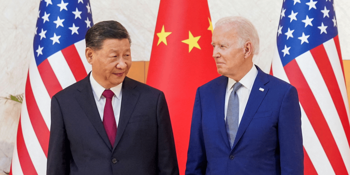 Les présidents américain et chinois Joe Biden et Xi Jinping, le 14 novembre 2022, au sommet du G20 de Bali.