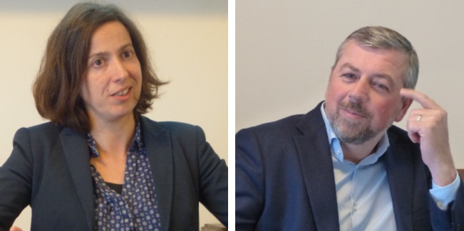 Jeanne Fabre, présidente de Millésime bio, et Nicolas Richarme, président (gardois) de l'interprofession Sudvinbio qui organise le salon.