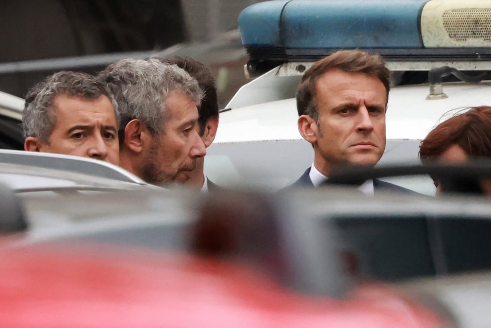 Le president francais emmanuel macron au lycee gambetta-carnot d'arras, en france