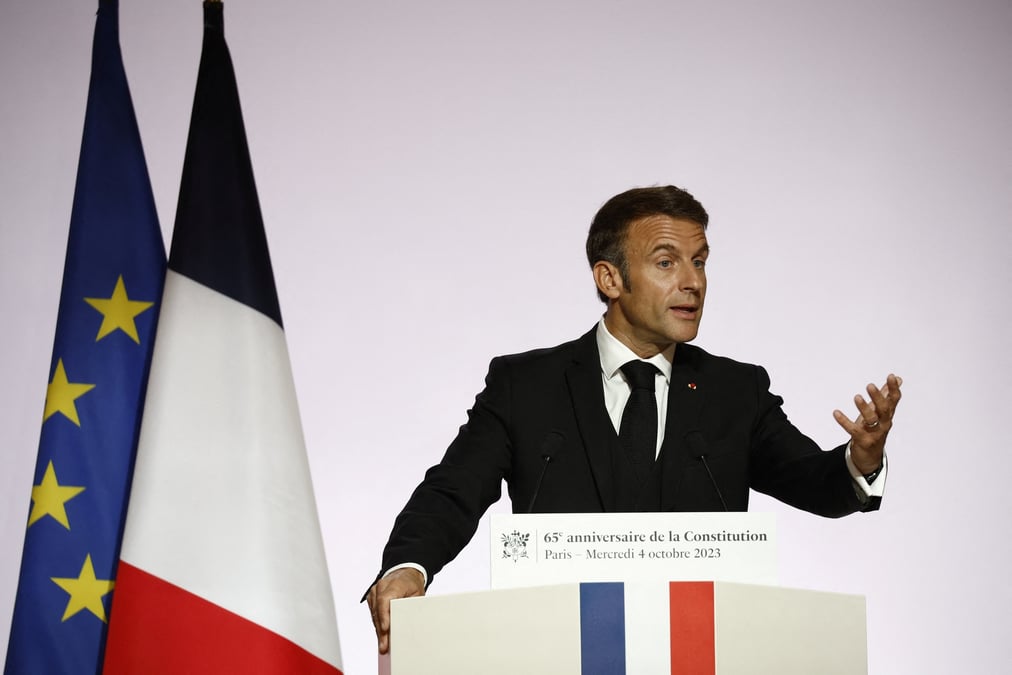Le president francais emmanuel macron a paris, en france