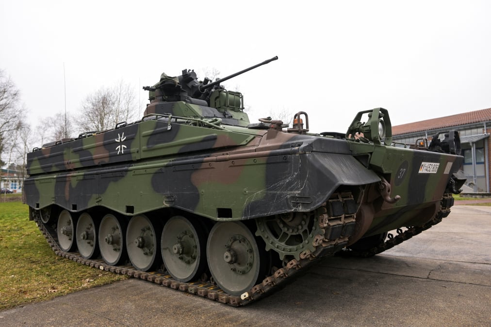 Vue d’un vehicule blinde de combat marder a la base de la bundeswehr de l’armee allemande a munster