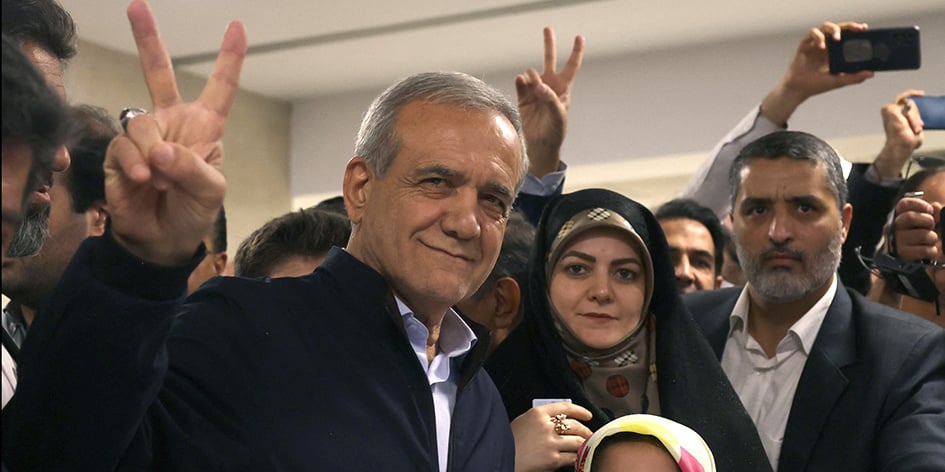 Massoud Pezeshkian, élu président de la république islamique d'Iran le 5 juillet 2024.