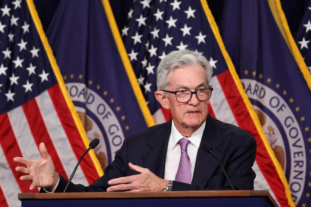 Le president de la fed, jerome powell, lors d'une conference de presse