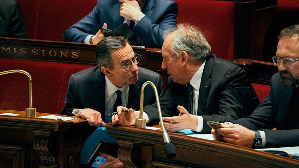 Le ministre de l’Intérieur Bruno Retailleau et le Premier ministre François Bayrou, le 5 février 2025 à l’Assemblée nationale.