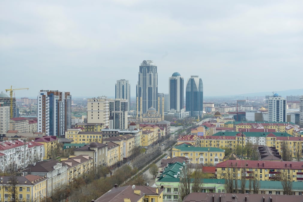 Vue aerienne de grozny, capitale de la tchetchenie
