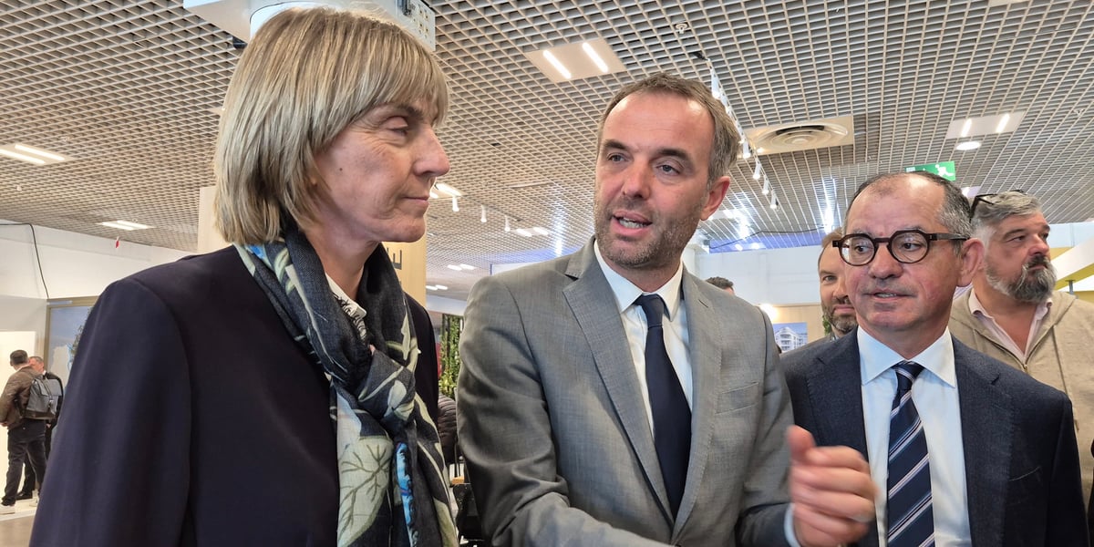 Au MIPIM le 12 mars 2025, le maire de Montpellier Michaël Delafosse accueille la ministre du Logement Valérie Létard.