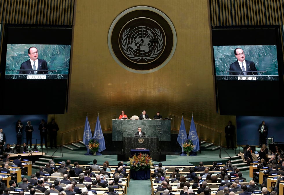 Hollande, avocat de l'urgence climatique a new york