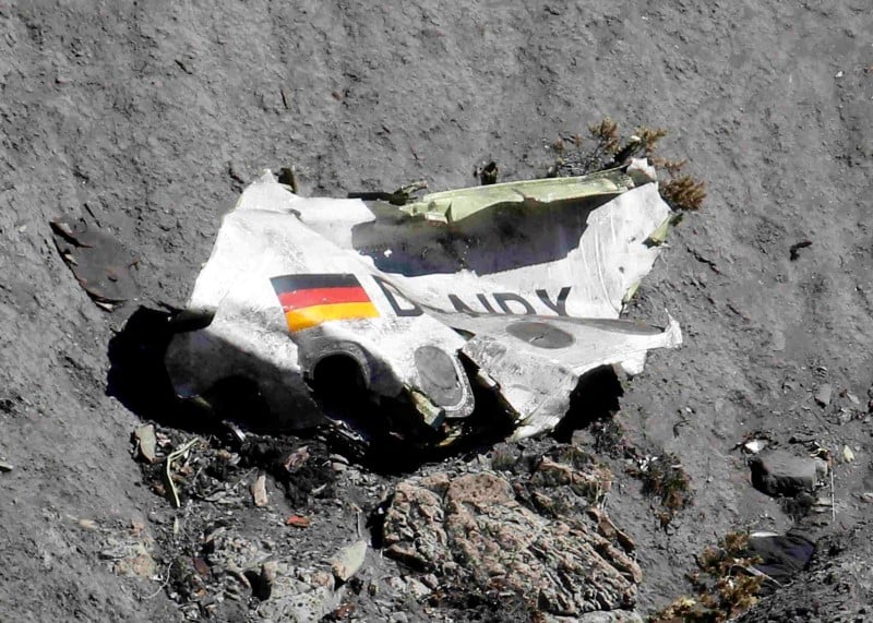 Wreckage of the airbus a320 is seen at the site of the crash, near seyne-les-alpes