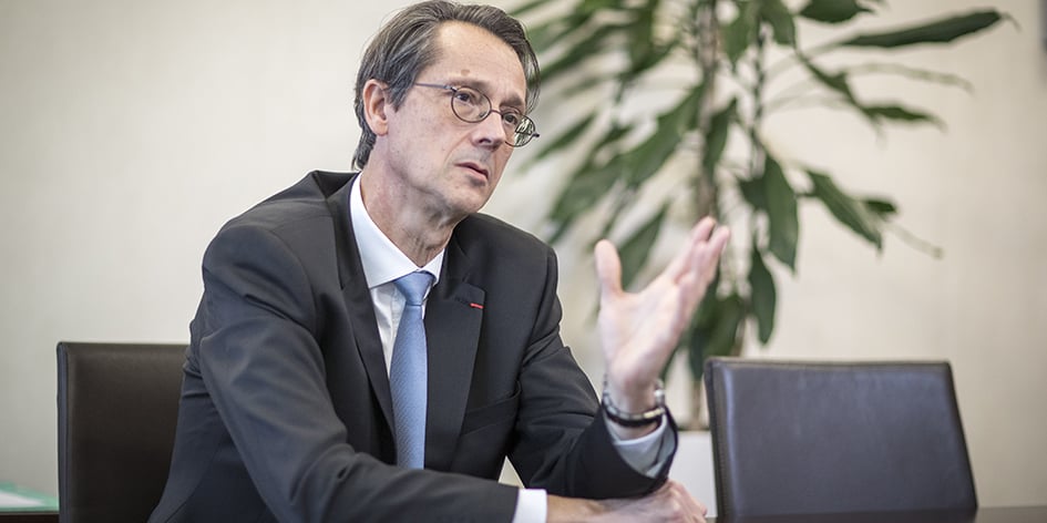 Olivier Andriès au siège de Safran en 2020.