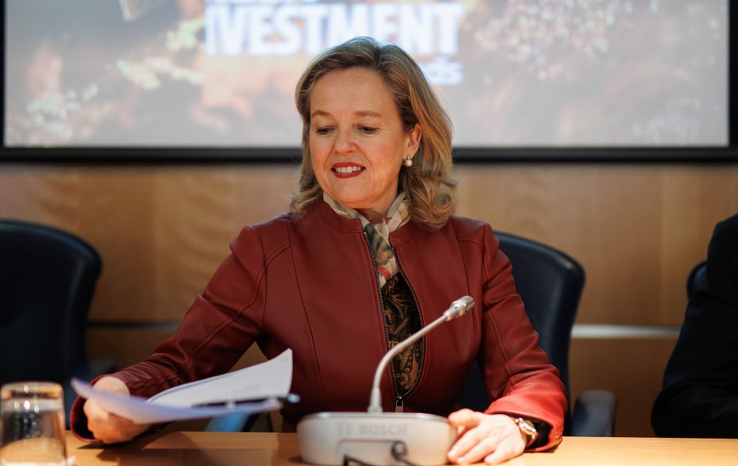 La présidente de la Banque européenne d'investissement (BEI) Nadia Calvino